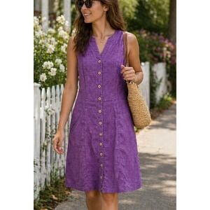 PrAna Women Reanne Hemp Pocket Dress Medium Purple Summer Casual Boho Feminine